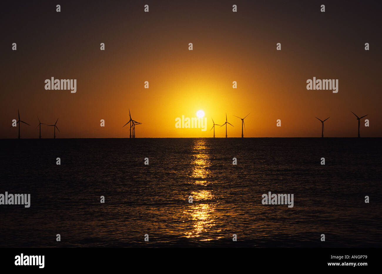 Scroby Sands wind farm à deux miles de la côte de Great Yarmouth, Norfolk UK Banque D'Images