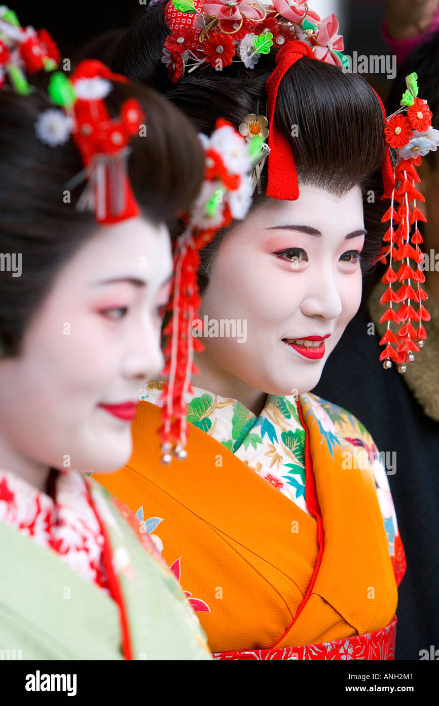 Maiko (apprenti Geisha), quartier de Gion, Kyoto, Japon Banque D'Images