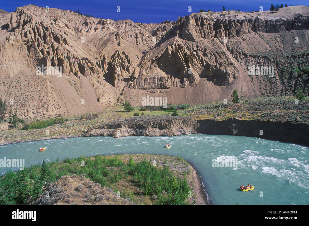 Rafting, rivière Chilcotin canyon Farwell, Colombie-Britannique, Canada. Banque D'Images