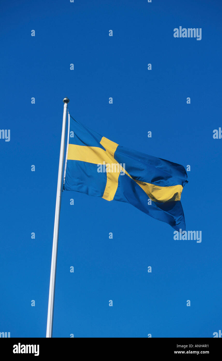 Drapeau de la Suède, Stockholm, Suède Banque D'Images