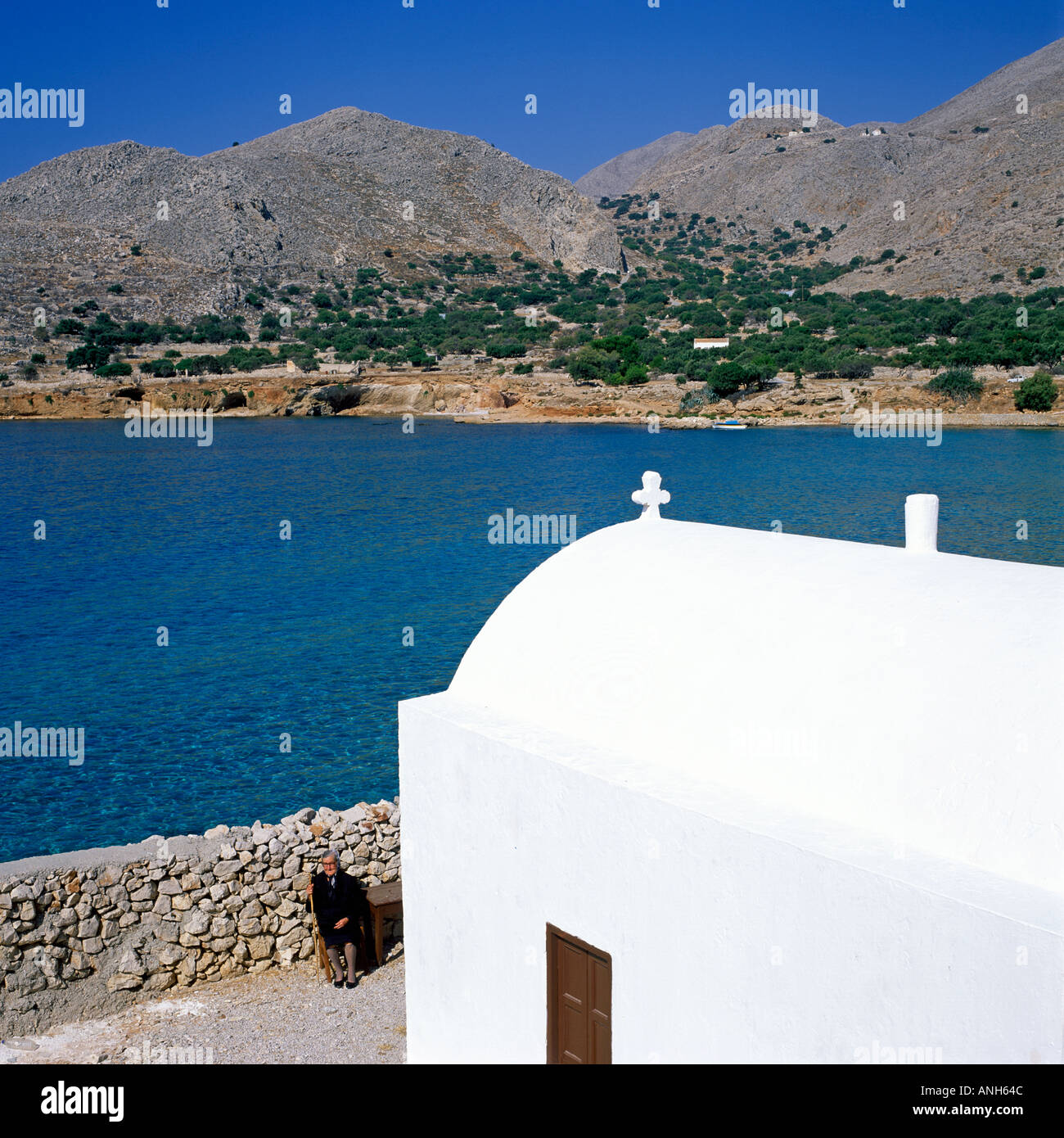 L'île de Halki près de Rhodes, Grèce Banque D'Images