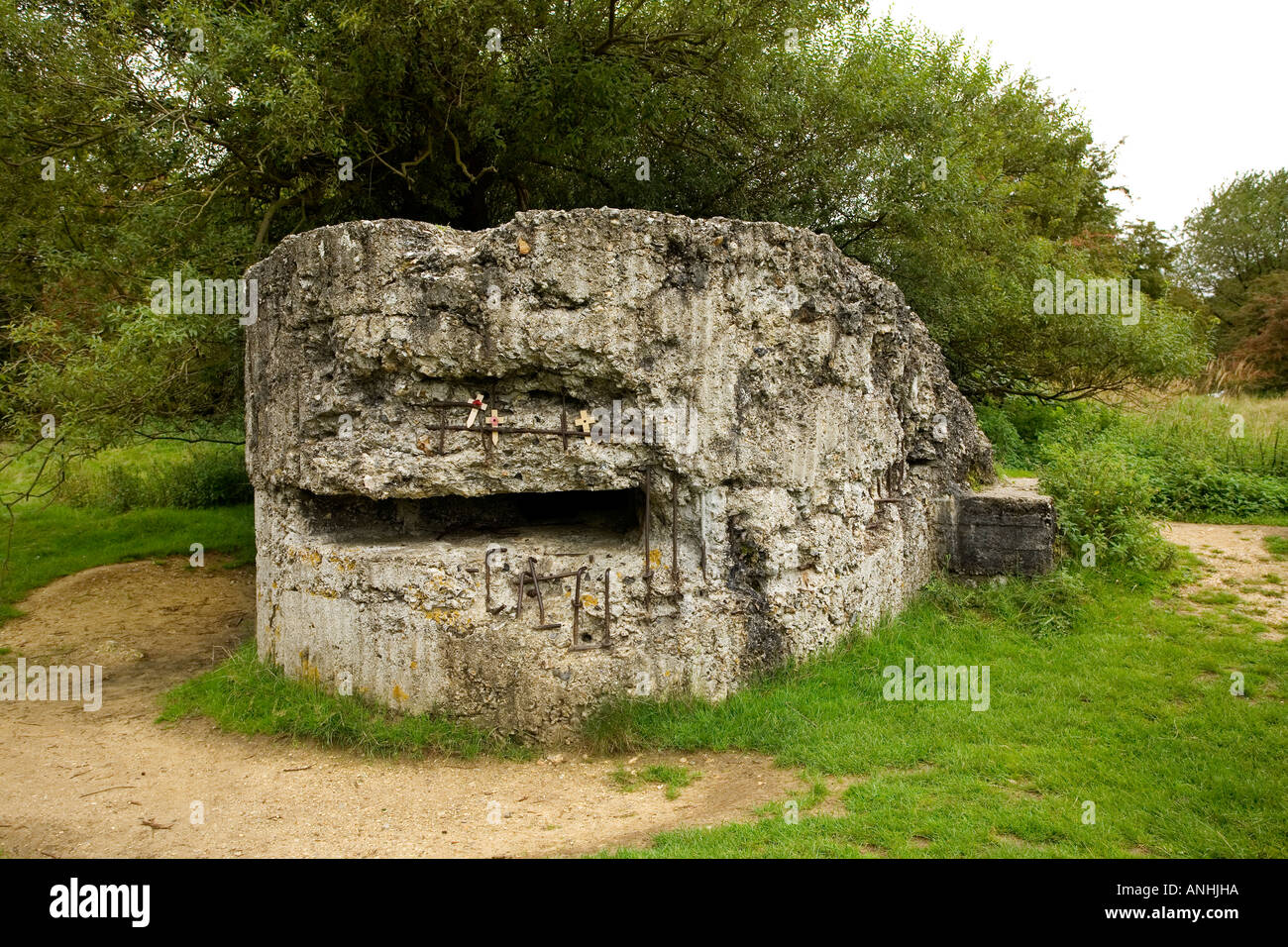 WW1 bunker en béton sur la colline 60 près de Ypres, Belgique Banque D'Images