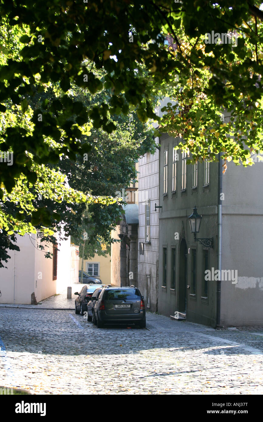 Rue calme sur Kampa à Prague, République Tchèque Banque D'Images