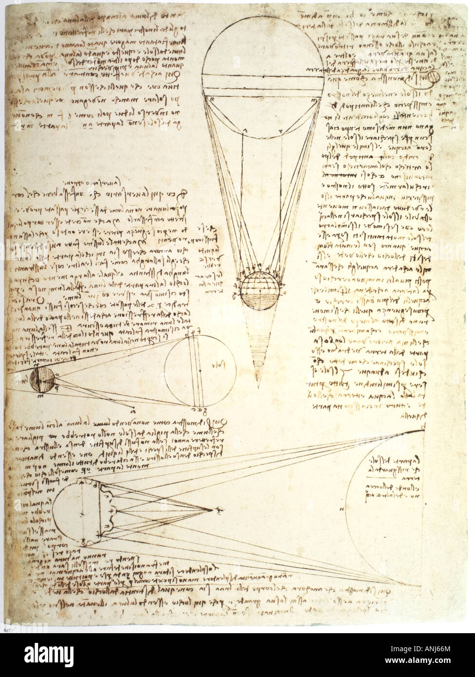 L'étude de l'éclairage de la lune par Leonardo da Vinci Banque D'Images