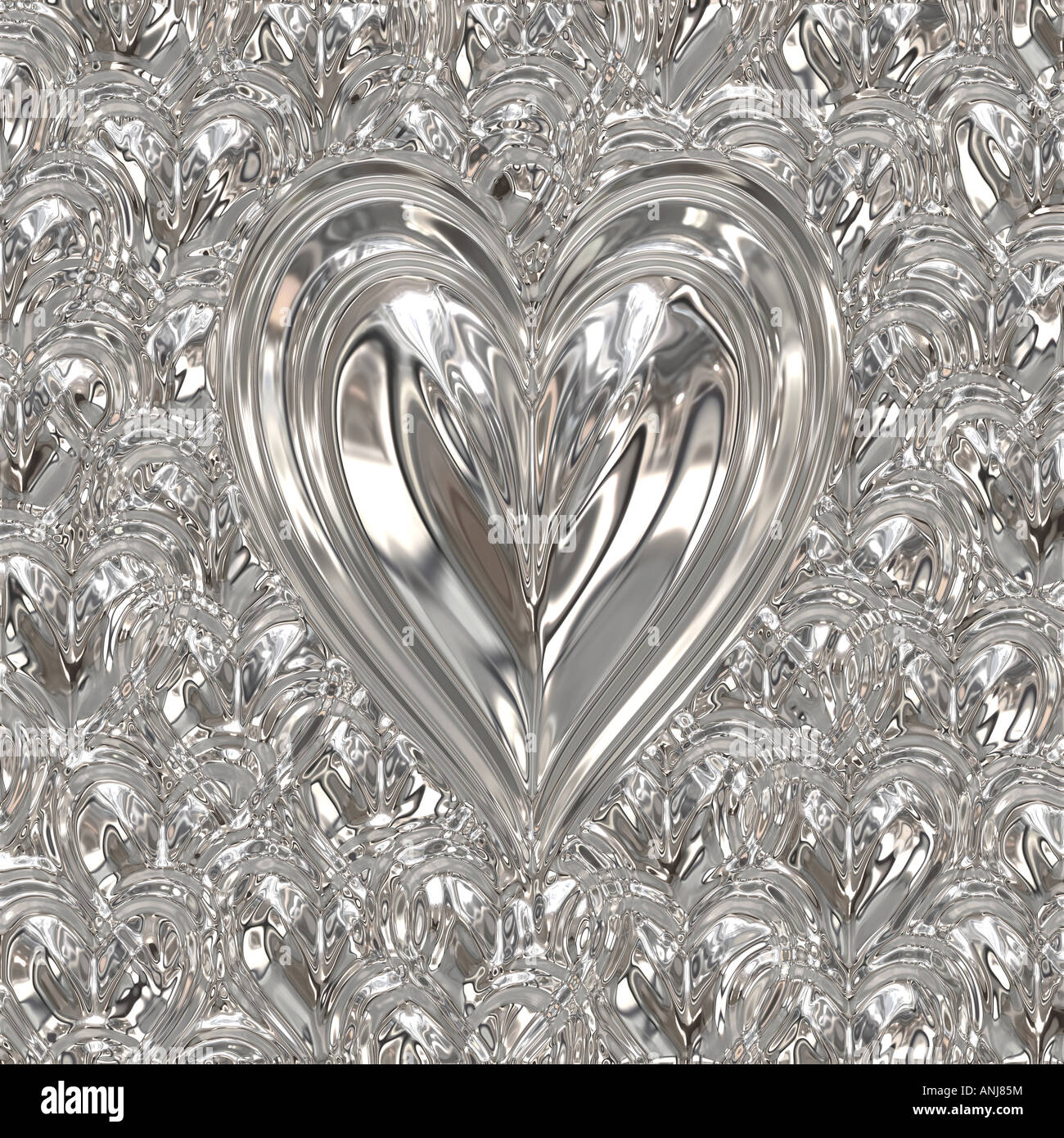 Grand Coeur en argent magnifique lumineux sur fond du cœur Banque D'Images