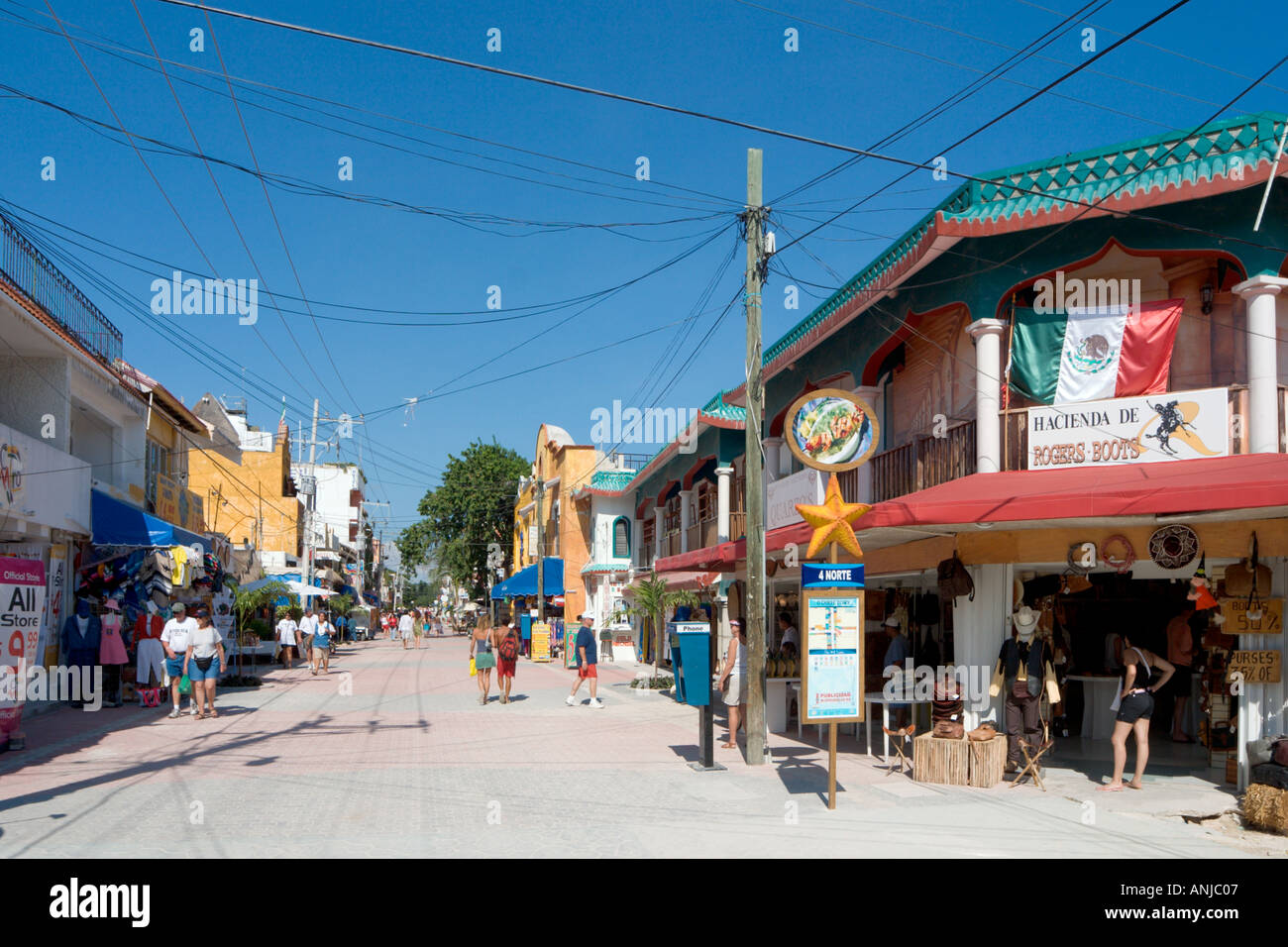 La 5ème Avenue, Playa del Carmen, Riviera Maya, péninsule du Yucatan, Mexique Banque D'Images