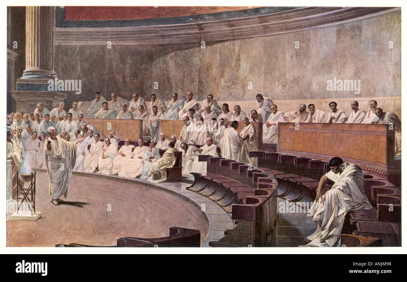 Cicéron parle dans Sénat Banque D'Images