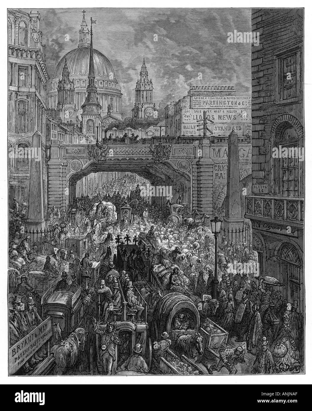 Ludgate Hill 1870 Banque D'Images