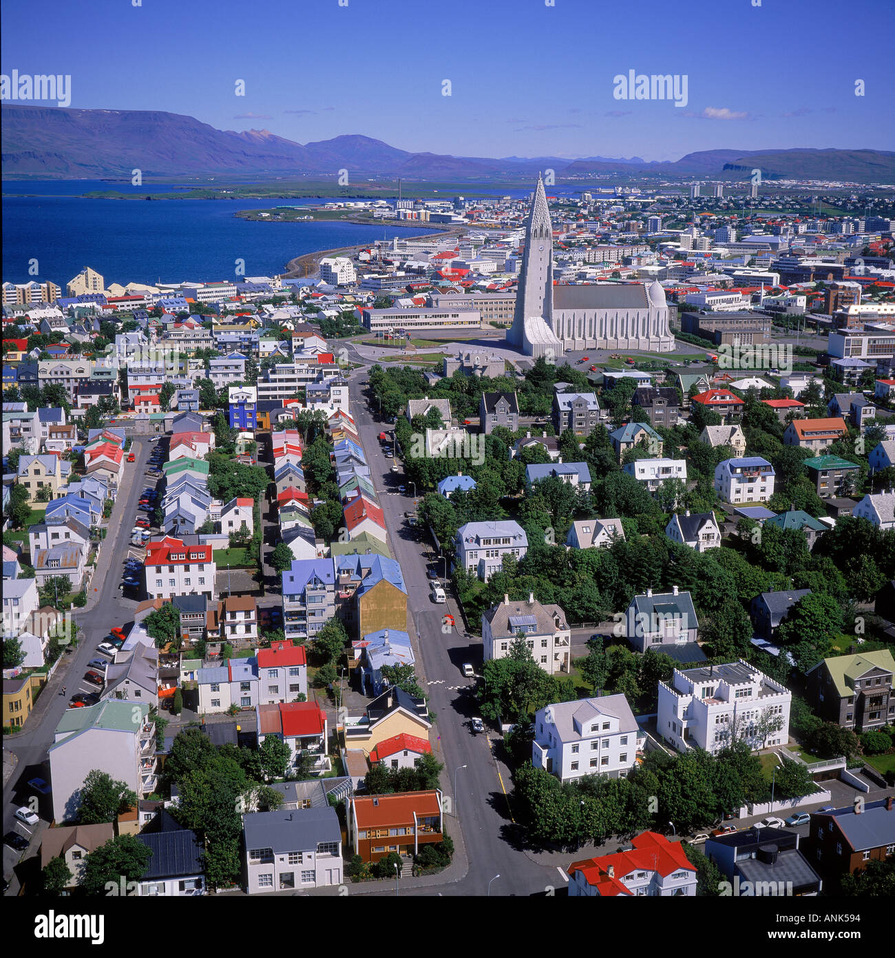 Islande Reykjavik Hallgrimskirkja Skyline Banque D'Images