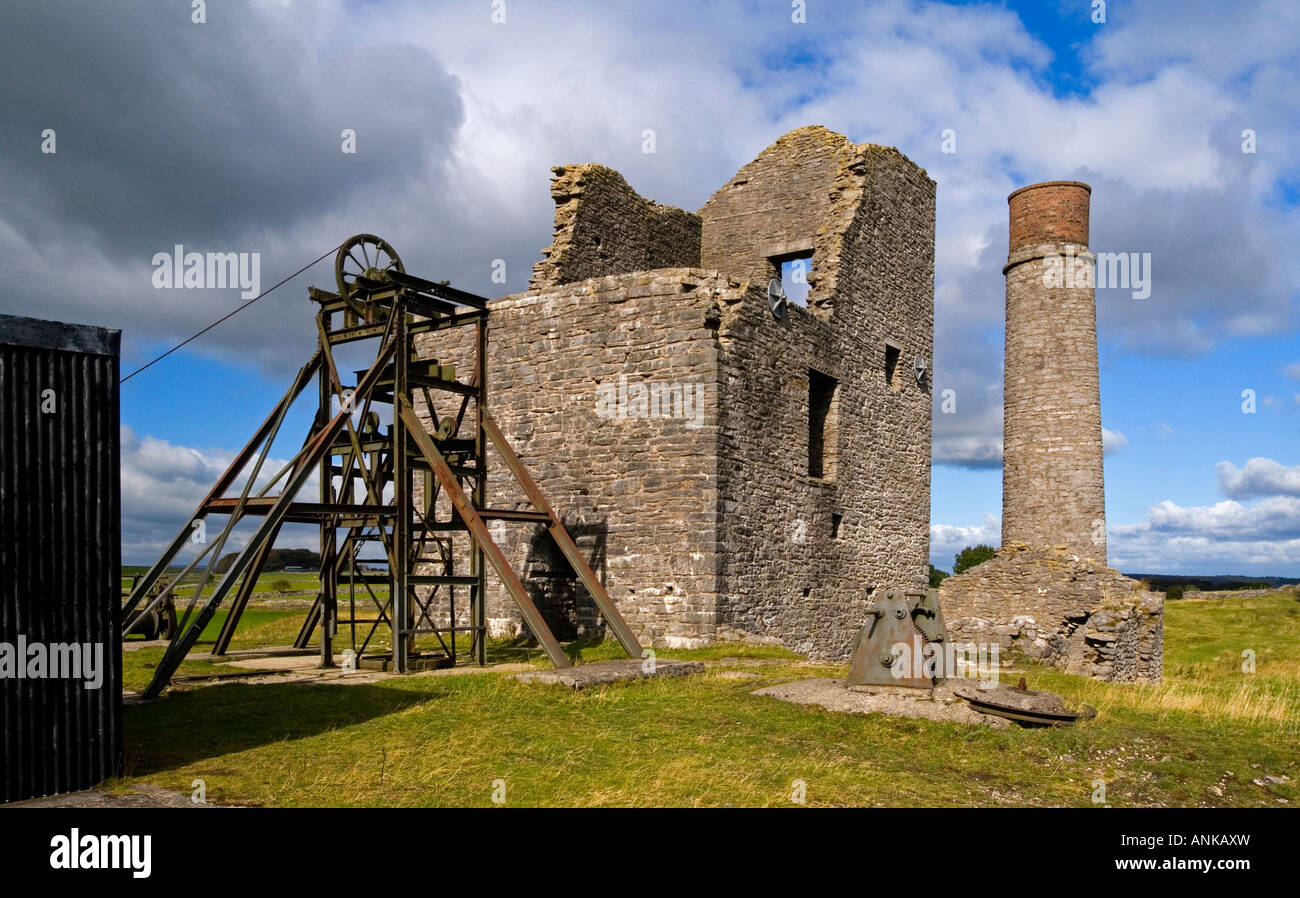 Une mine de plomb désaffectée Magpie mine près de Sheldon dans le parc national de Peak District Derbyshire, Angleterre, Royaume-Uni Banque D'Images