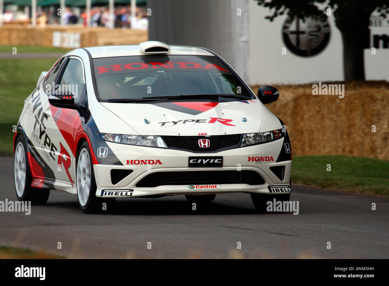 Honda Civic Type R Goodwood Festival of Speed West Sussex blanc rouge noir/Motion Banque D'Images