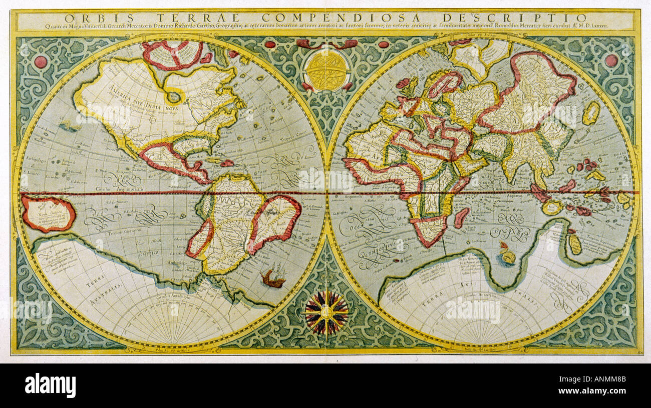 Carte du monde Mercator 1587 Banque D'Images