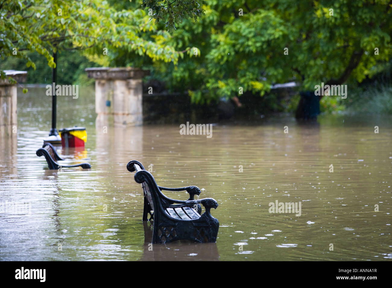 Un parc inondé de Stroud après une pluie torrentielle, Juillet 2007 Banque D'Images