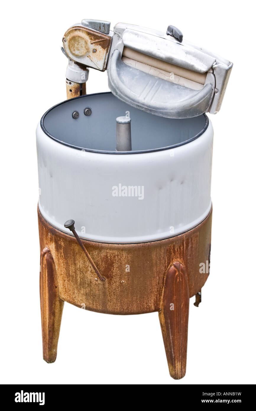 Vintage Machine à laver manuelle isolé sur fond blanc Photo Stock - Alamy