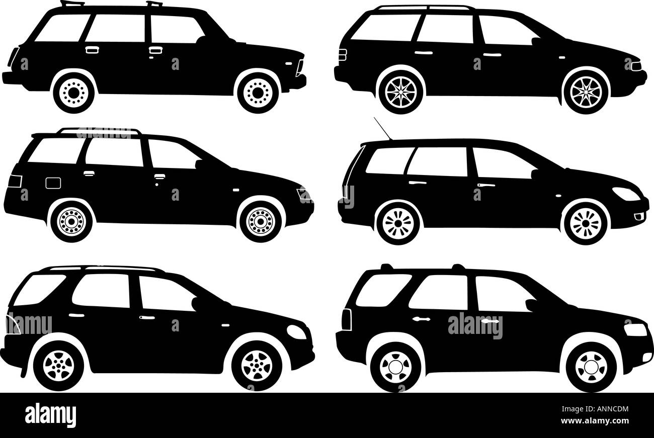 Voitures de silhouette Banque D'Images