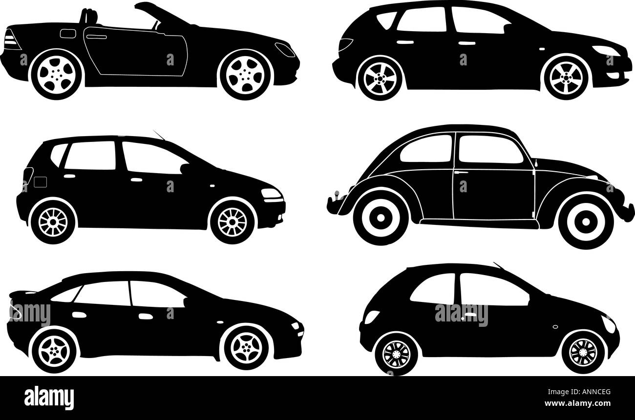 Voitures de silhouette Banque D'Images