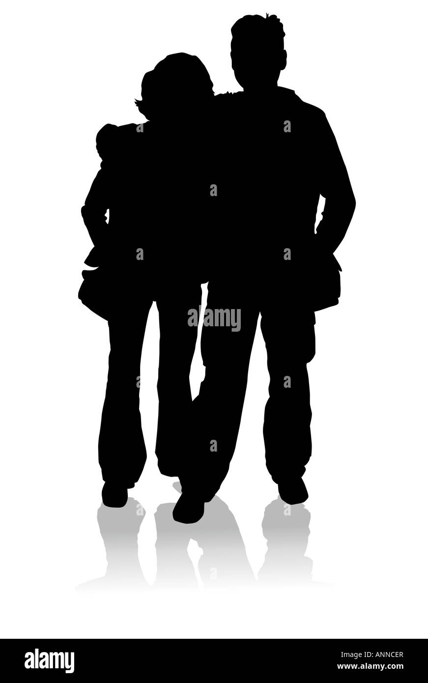 Young family Silhouette Banque D'Images