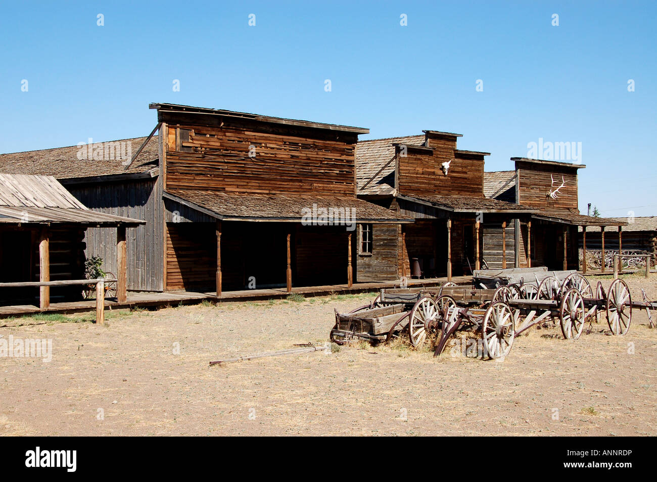 Wild West vieux bâtiments à l'Old Trail Town, Cody, Wyoming Banque D'Images