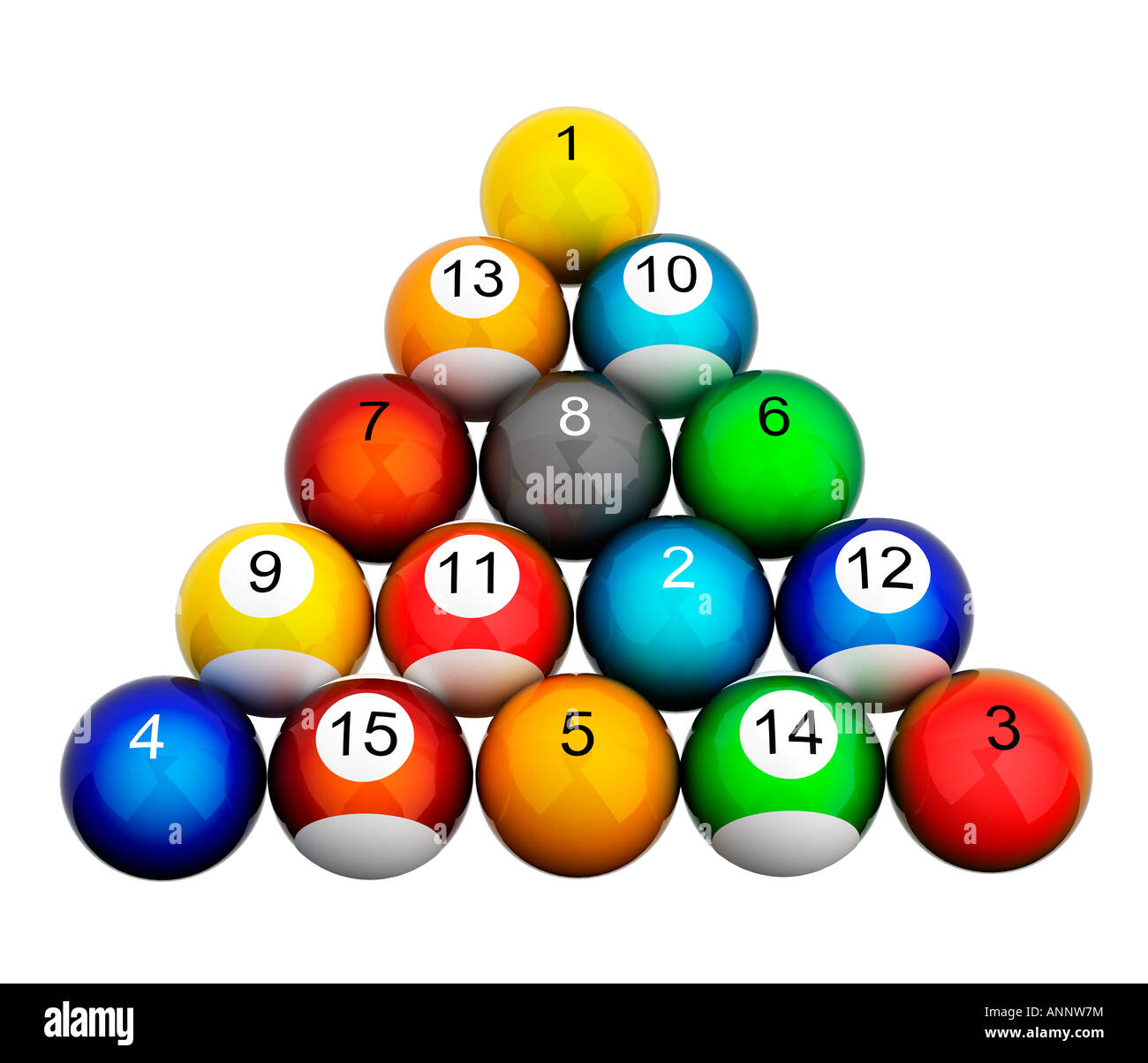 Boules de billard pool Snooker numérotés colorés Banque D'Images