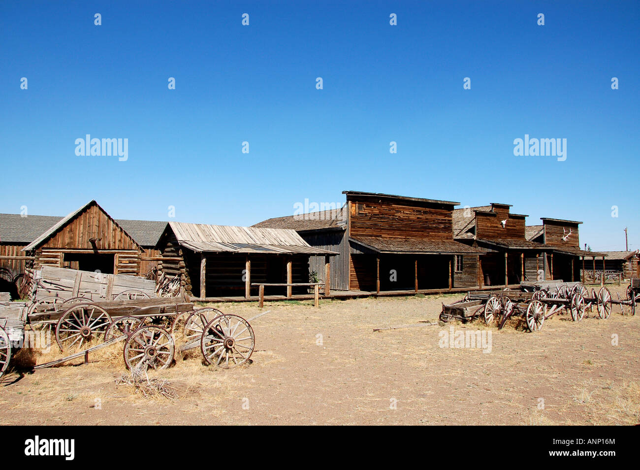 Wild West vieux bâtiments à l'Old Trail Town, Cody, Wyoming Banque D'Images