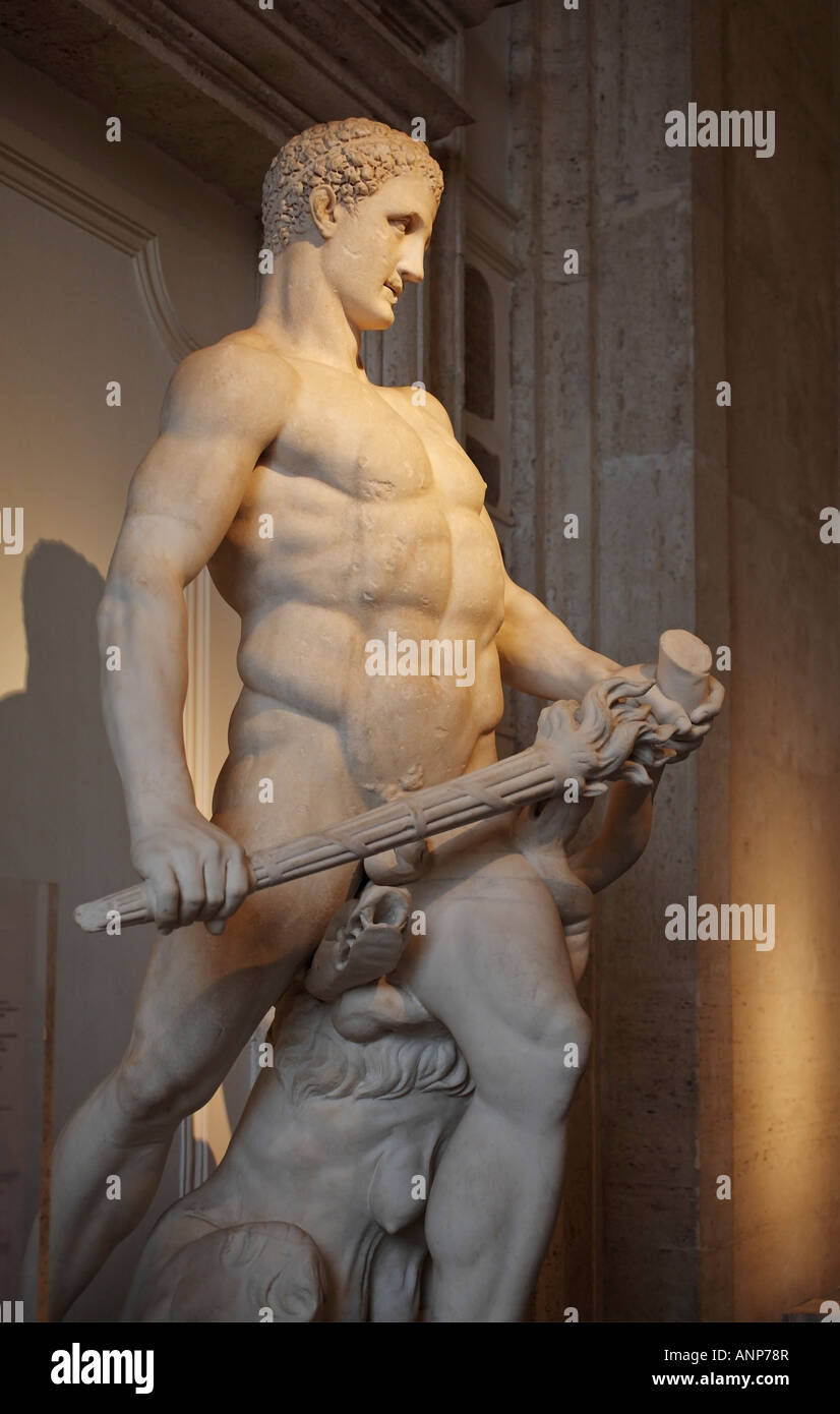 Statue en marbre d'Héraclès, restaurée, en tuant l'Hydre de Lerne, Musée du Capitole, Musei Capitolini, Rome, Italie Banque D'Images
