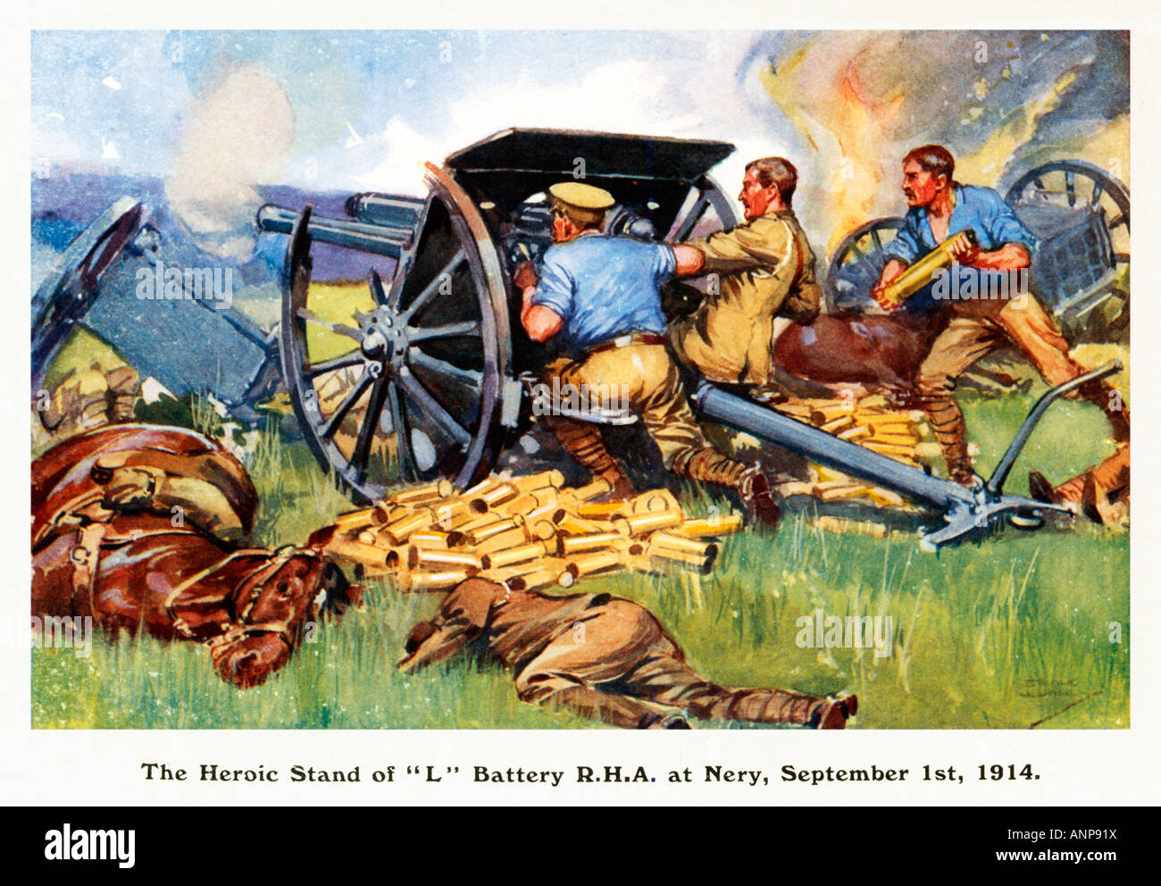 Royal Horse Artillery Nery 1914 la résistance héroïque de l batterie sur le 1er septembre à la retraite de Mons Banque D'Images