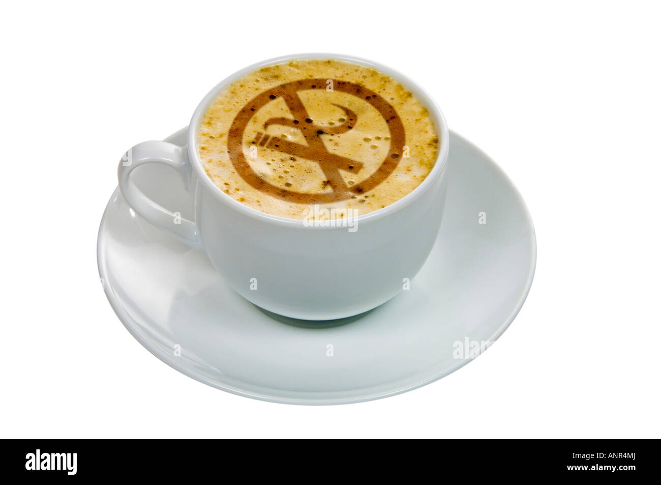 Tasse de café cappucino non fumeurs signe symbole Banque D'Images