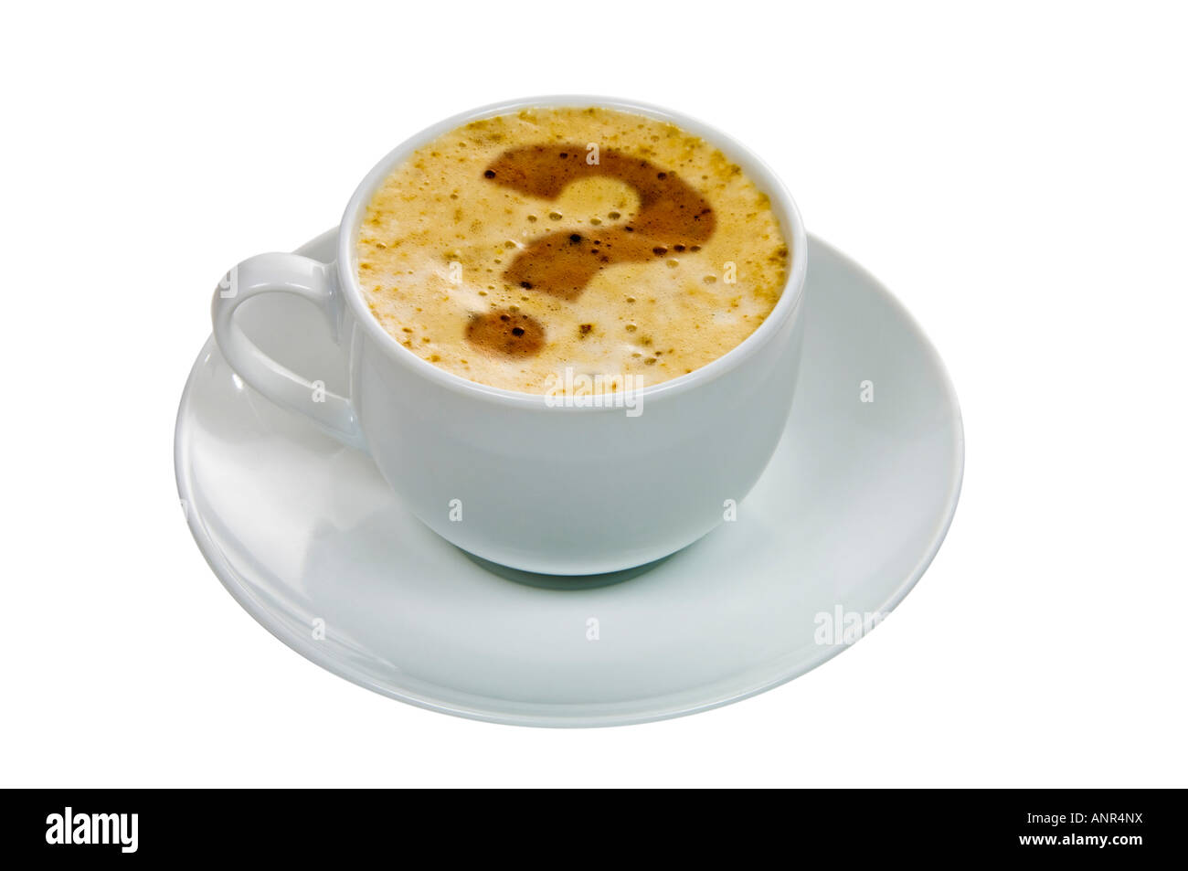 Tasse de café cappucino question mark Banque D'Images