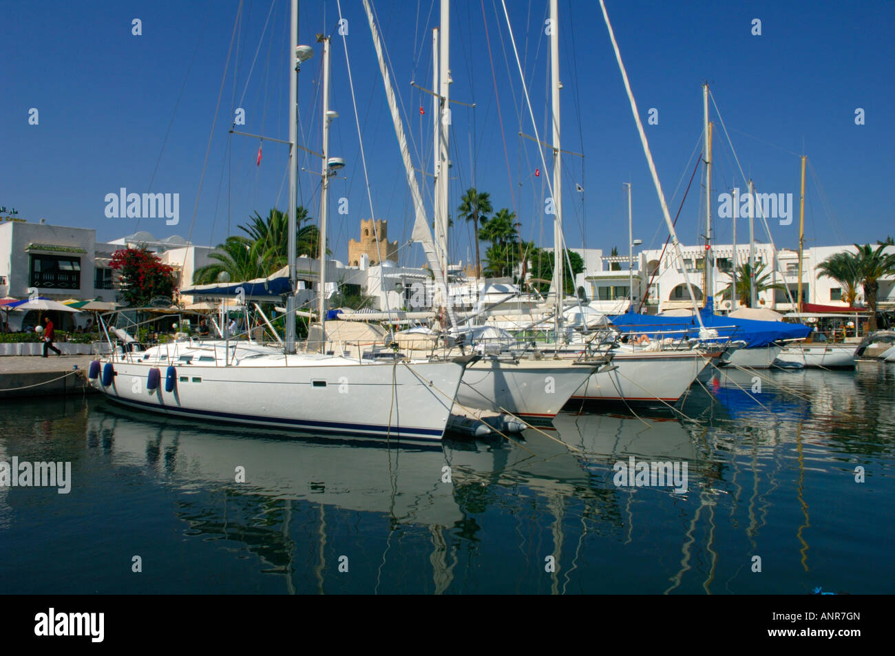Yachts amarrés au Port el Kantaoui Tunisie Banque D'Images