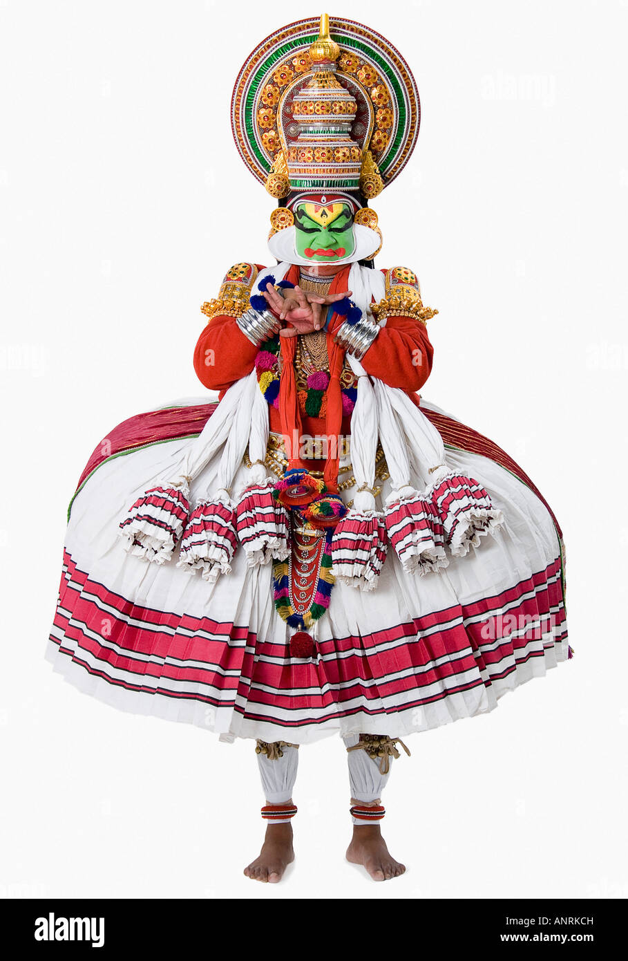 Close-up of a performer danse Kathakali Banque D'Images