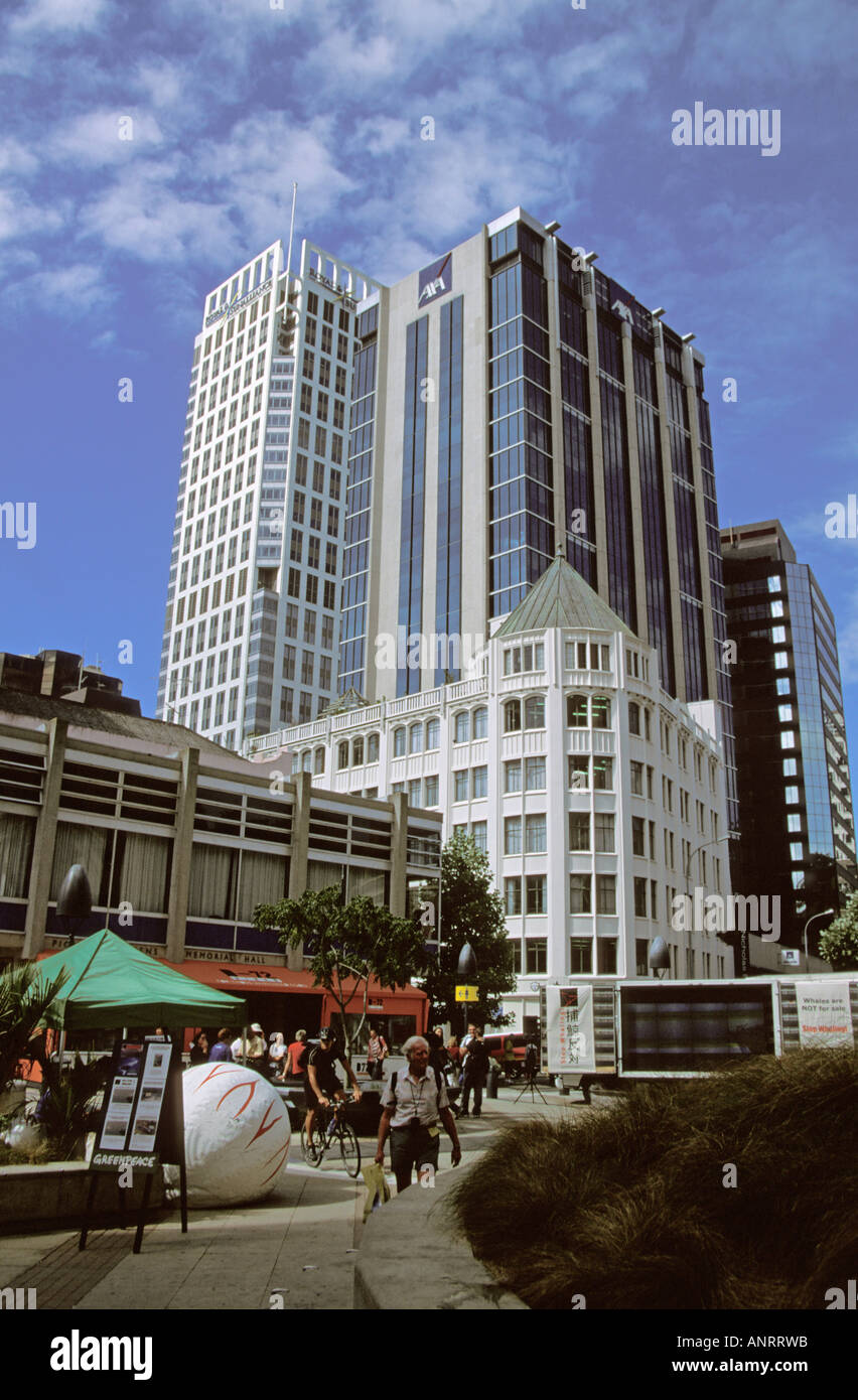 Queen Street New Zealand Auckland bâtiment assurance AXA Banque D'Images