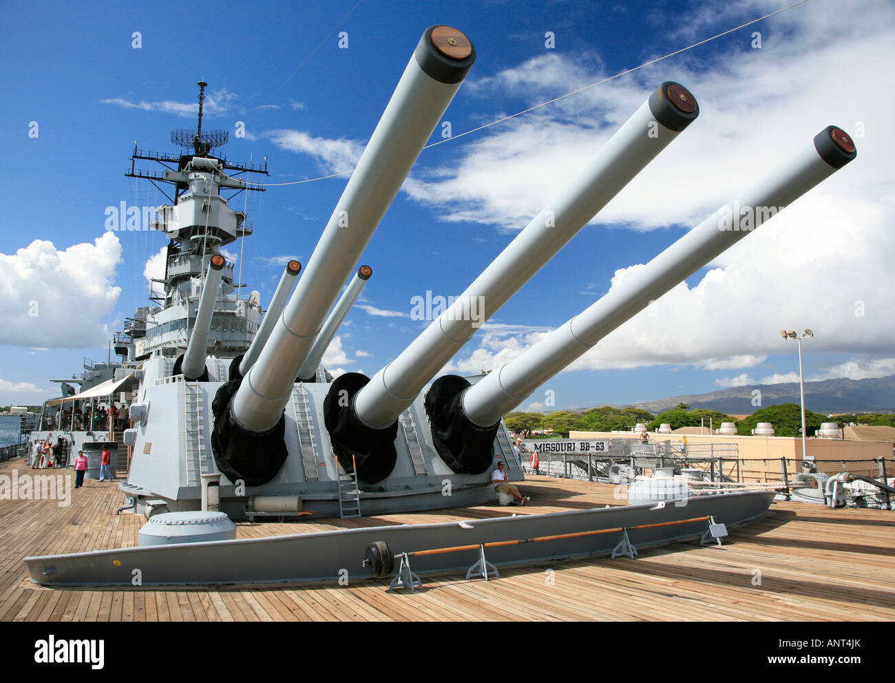 La tourelle avant principal sur Pearl Harbor USS Missouri Banque D'Images