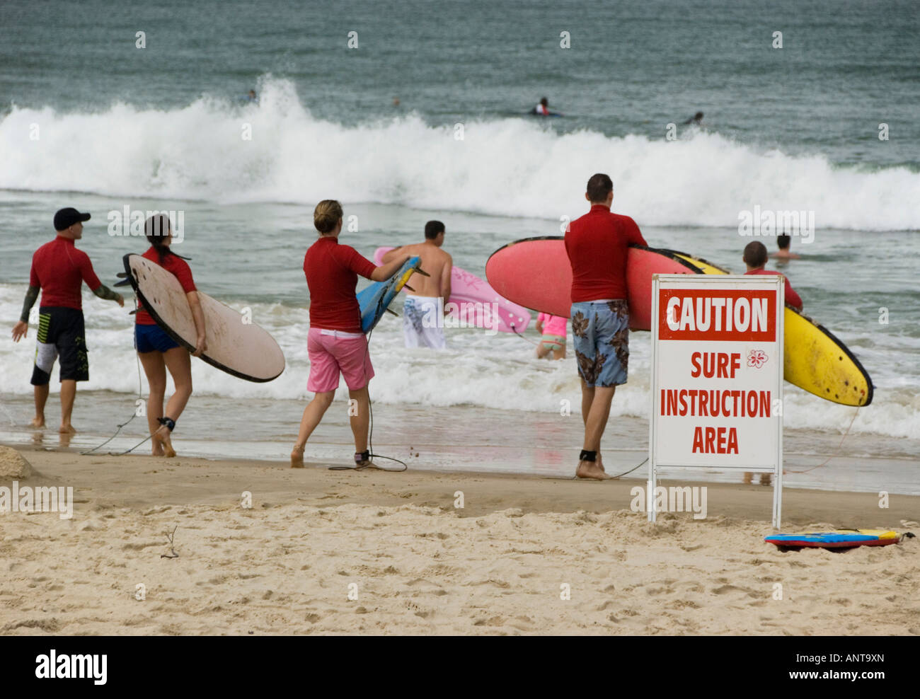 L'école de surf d'Australie Queensland Noosa Banque D'Images