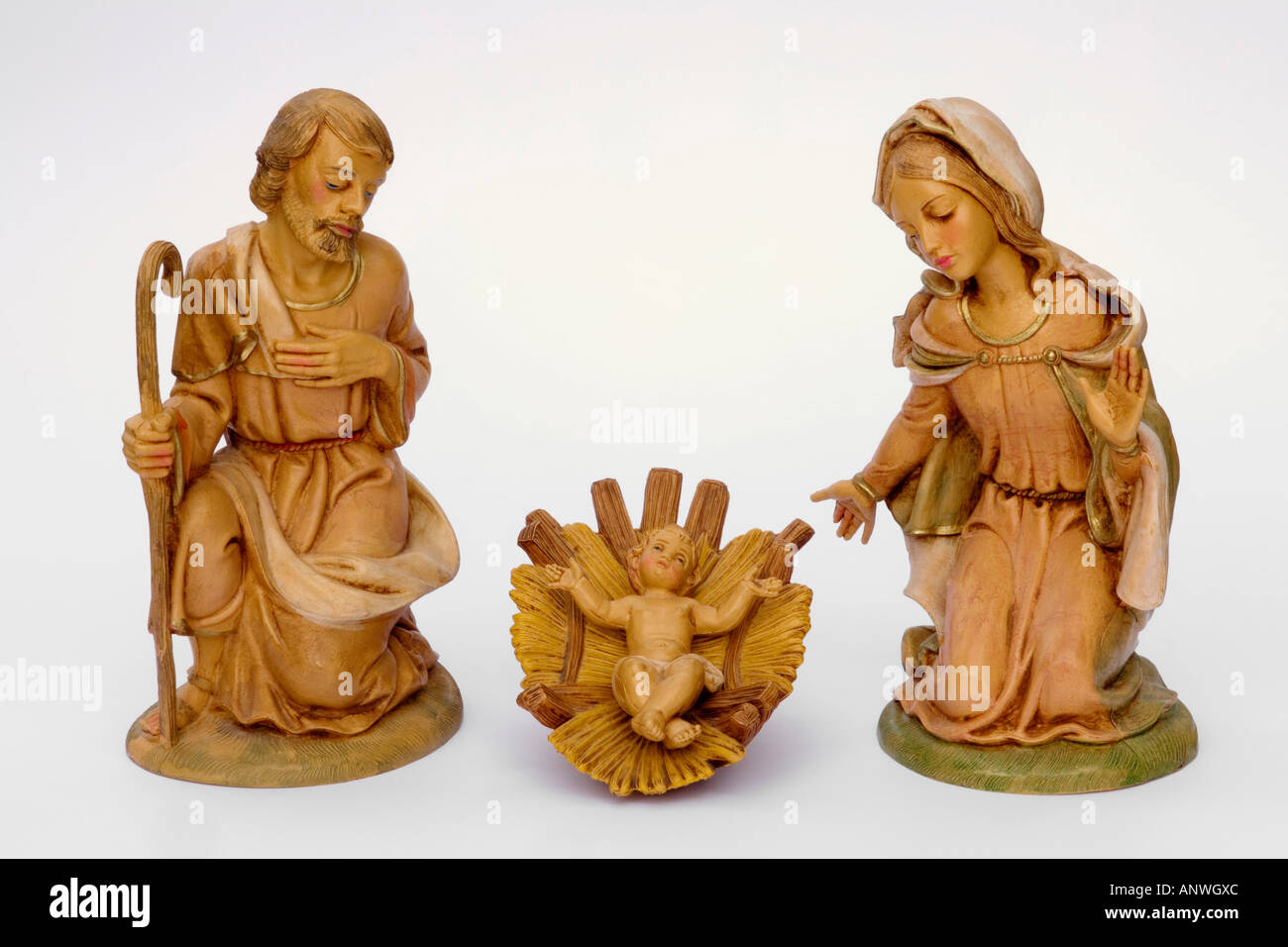 Les chiffres de la crèche Sainte Famille ( Marie, Joseph et l'enfant Jésus ) Banque D'Images