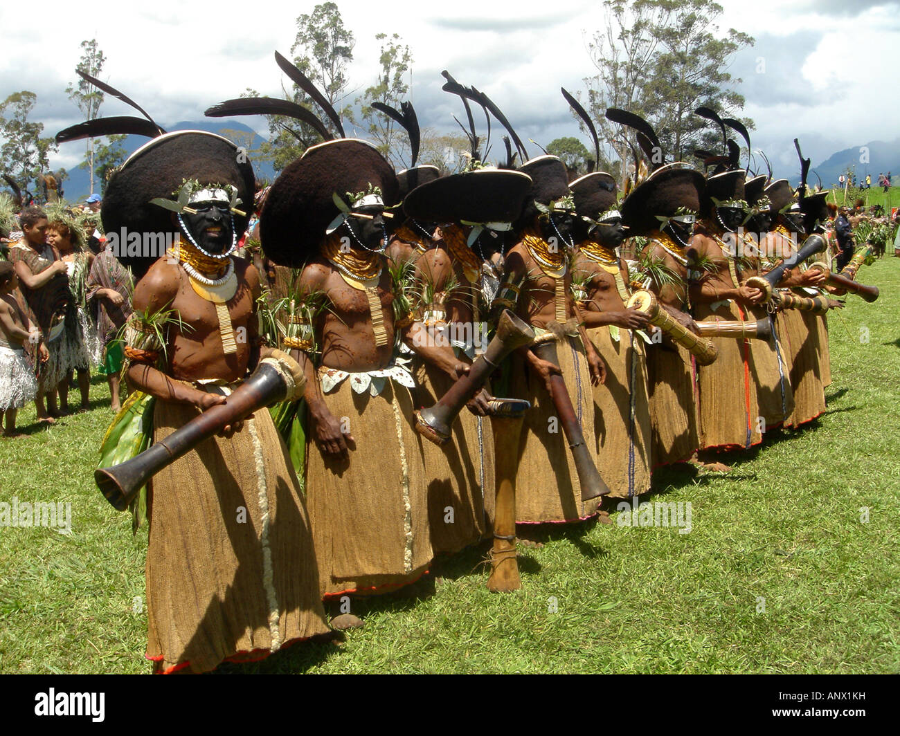 Les hommes au Highland Festival, Papouasie Nouvelle Guinée Banque D'Images