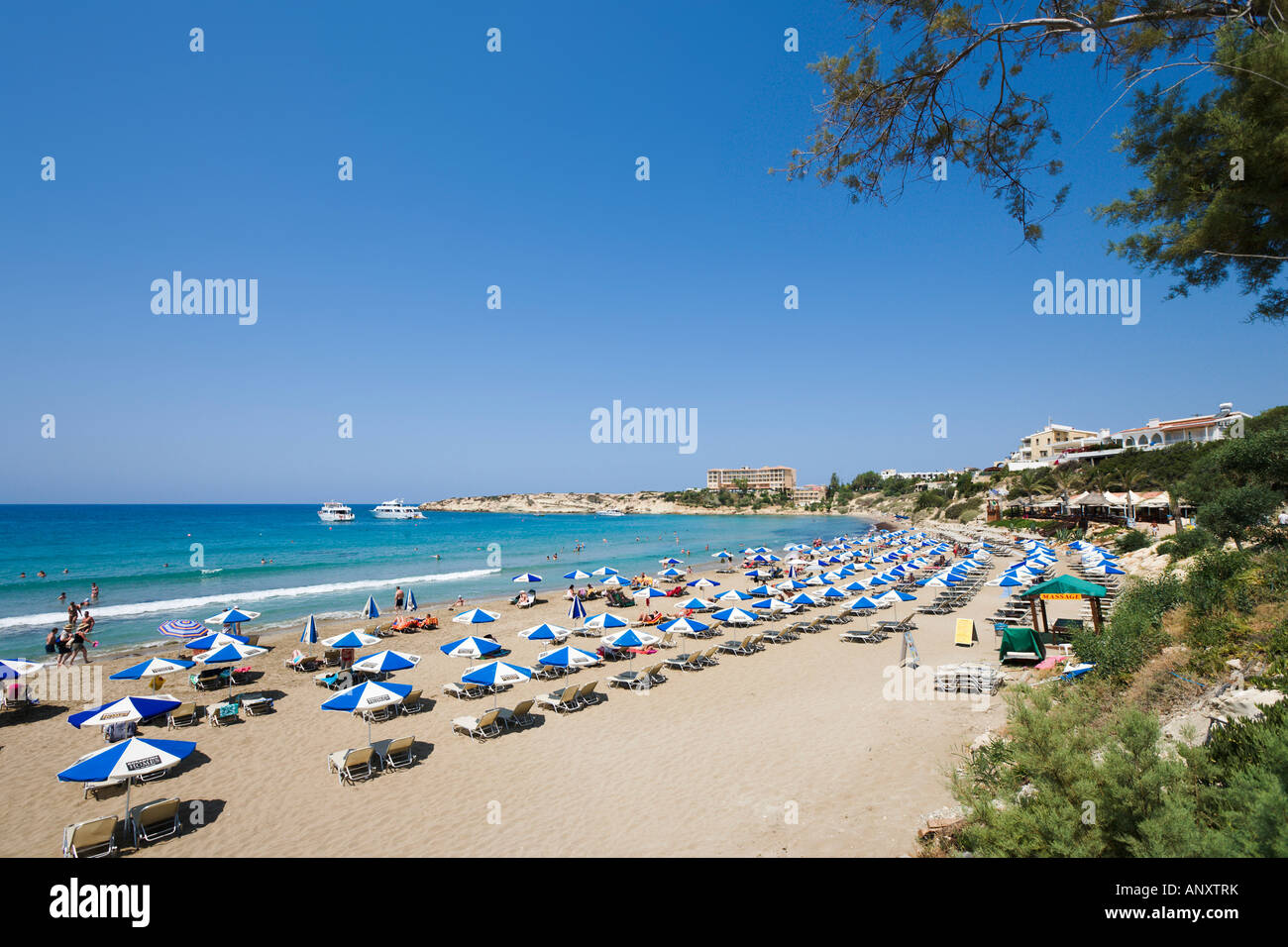 Beach, Coral Bay, près de Paphos, Chypre, Côte Ouest Banque D'Images