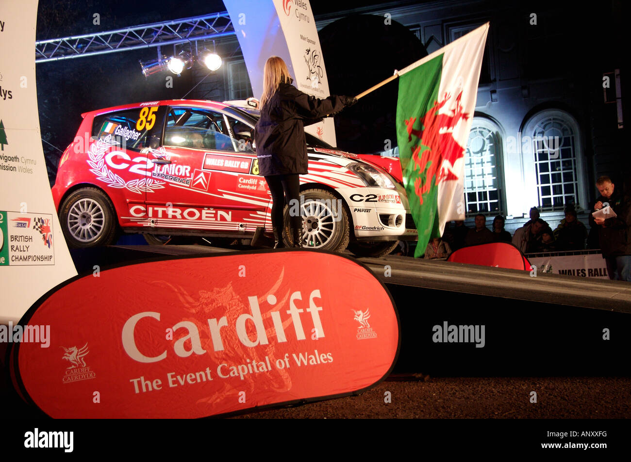 Début de Wales Rally GB Cardiff City Hall Banque D'Images