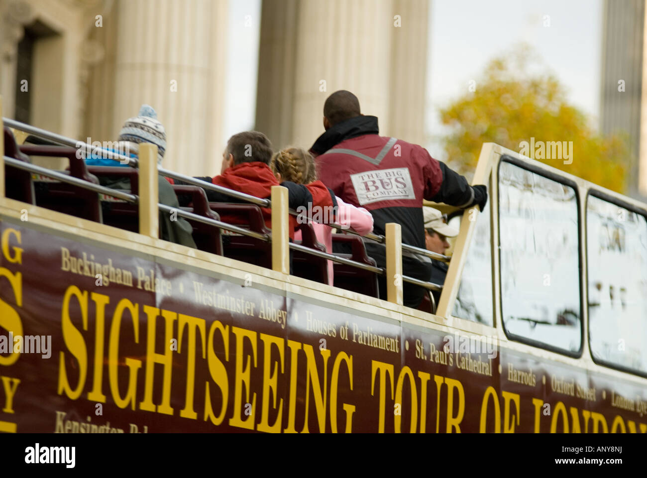 Visite guidée en tourisme London tour guide double decker Banque D'Images