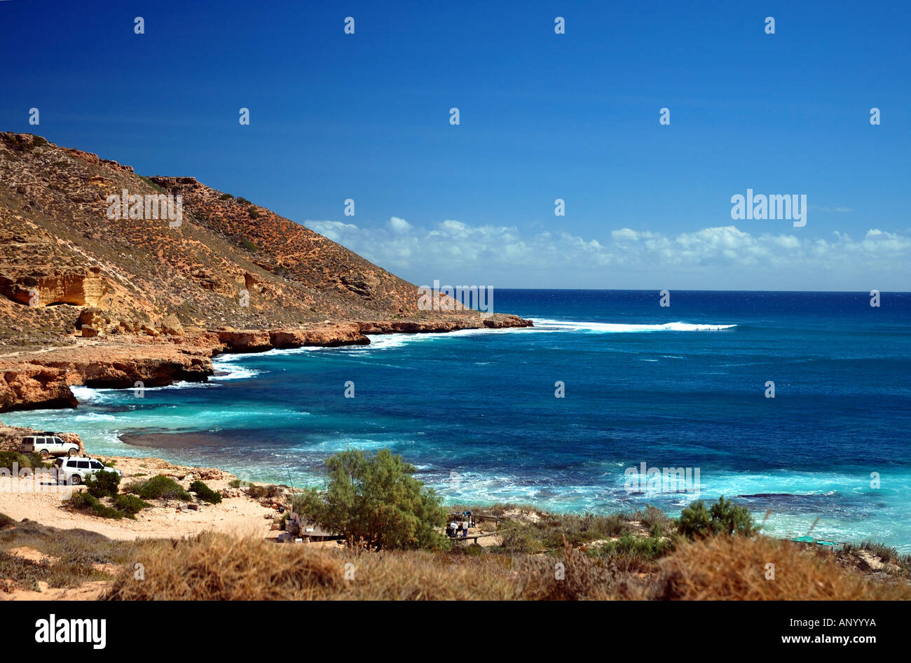 Camping à Red Bluff le plus méridional des limites du parc marin de Ningaloo Station Quobba Australie Occidentale Banque D'Images