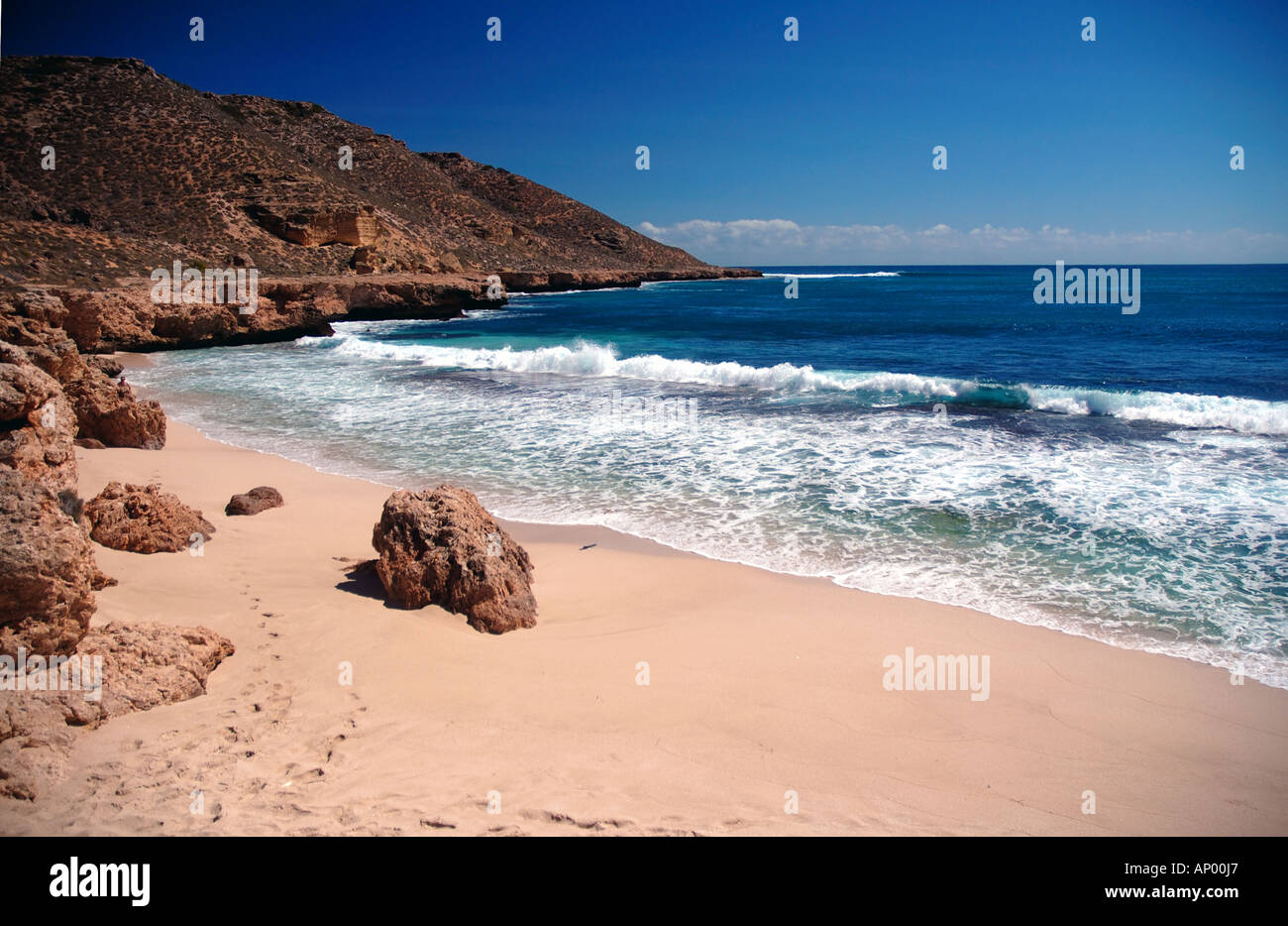 Plage à Red Bluff le plus méridional des limites du parc marin du récif de Ningaloo Station Quobba Australie Occidentale Banque D'Images