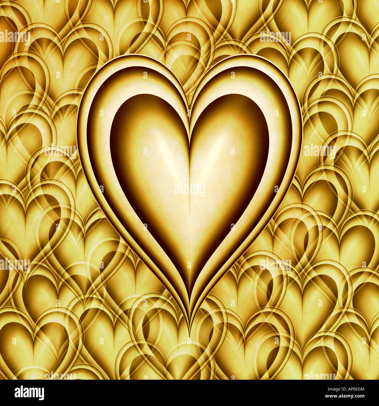 Le symbole de coeur entouré de petits cœurs sur papier Banque D'Images