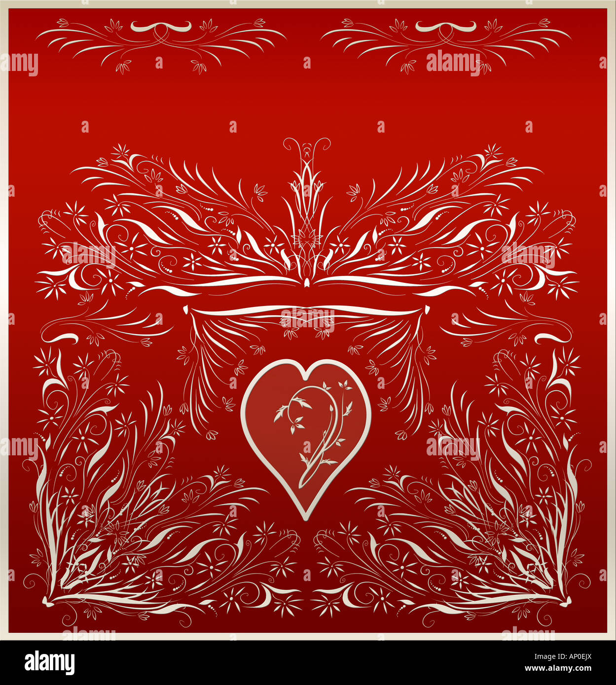 Beau design floral orné avec amour coeur en argent pearl prêt pour le texte Banque D'Images