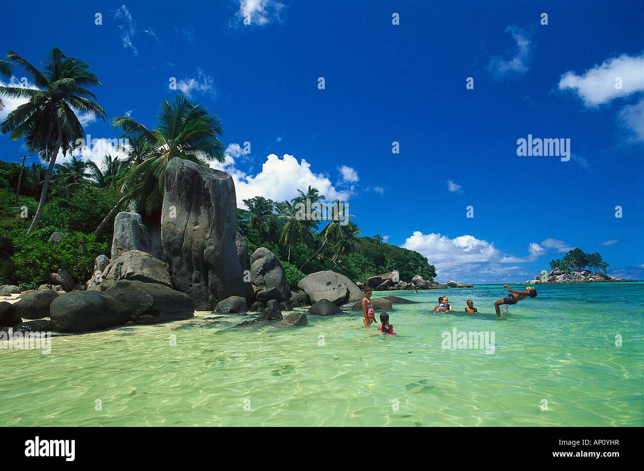 Plage, Anse Royale, Mahe, Seychelles Banque D'Images