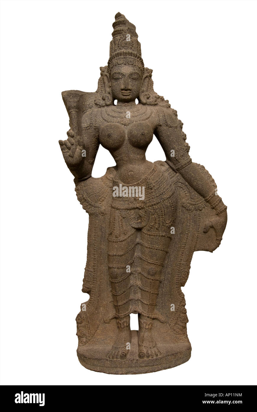 Pervati madras statue femme région permanent l'Inde du sud la fin de période Chola 13 siècle, l'épouse de siva prospérité fertilité tribh Banque D'Images