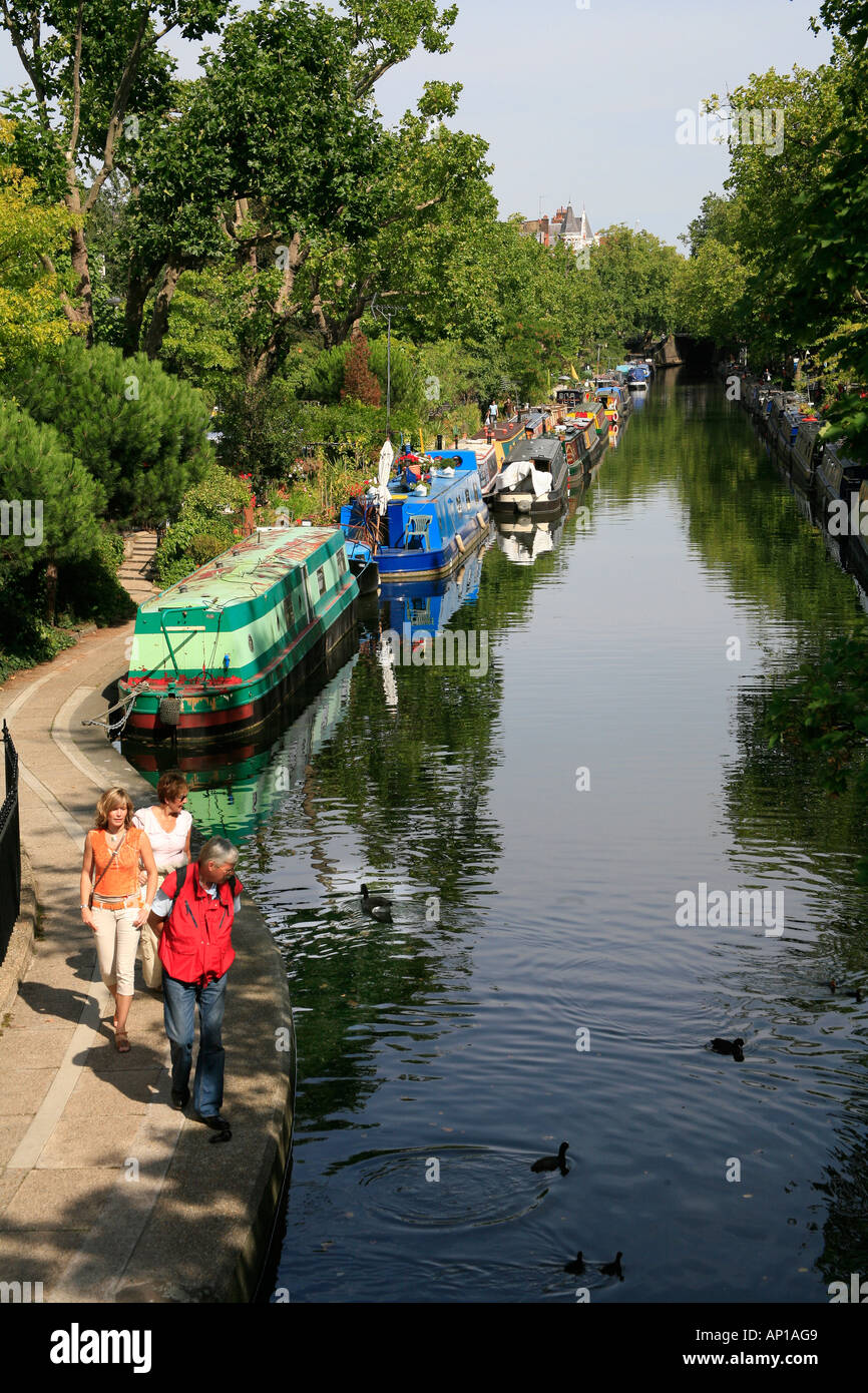 Péniches barges à la petite Venise à Londres le Regents Canal Banque D'Images