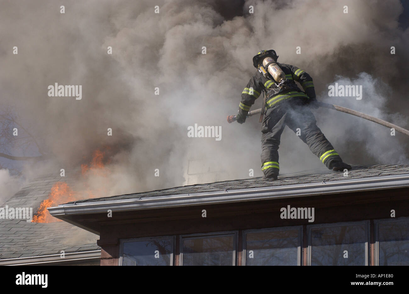 La lutte contre l'incendie Les pompiers incendie Banque D'Images