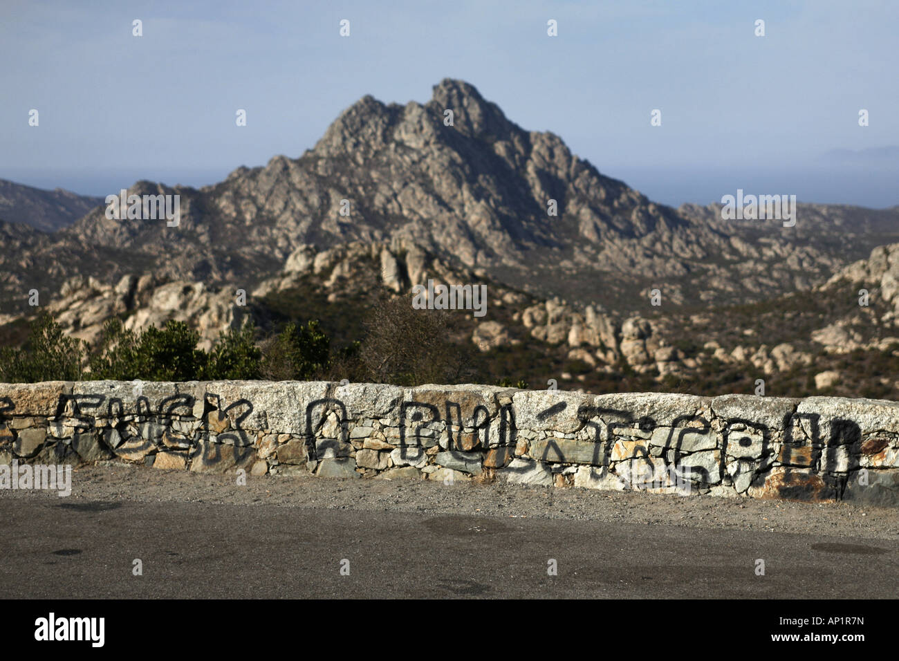 Graffiti politique, Désert des Agriates, Corse, France Banque D'Images