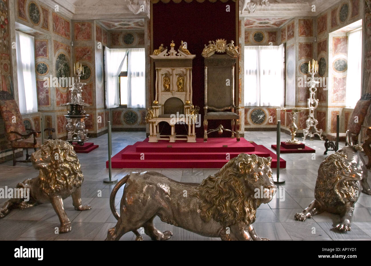 Salle du Trône Unicorn château de Rosenborg Copenhagen Danemark Banque D'Images