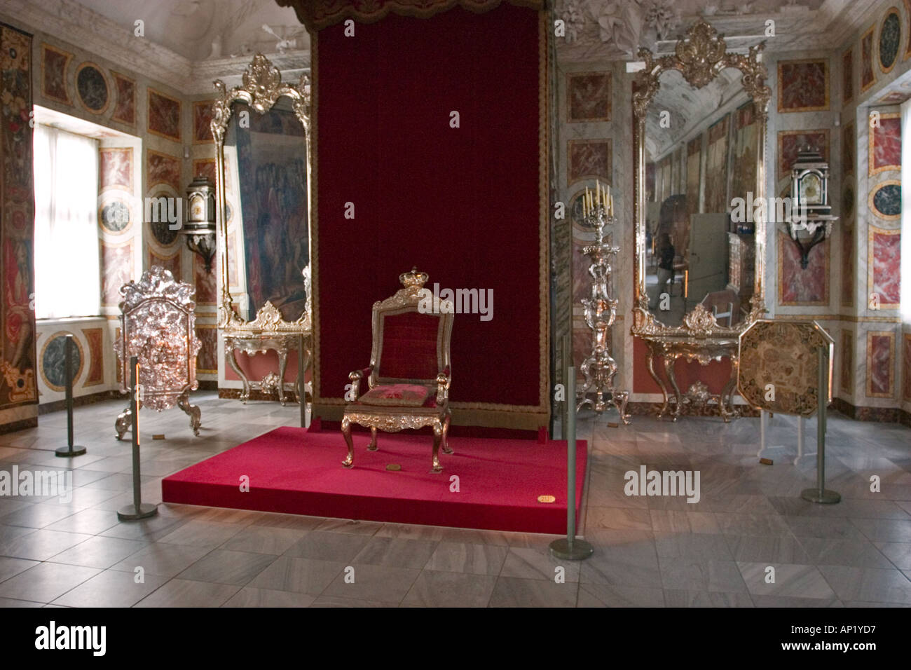 Salle du Trône Unicorn château de Rosenborg Copenhagen Danemark Banque D'Images