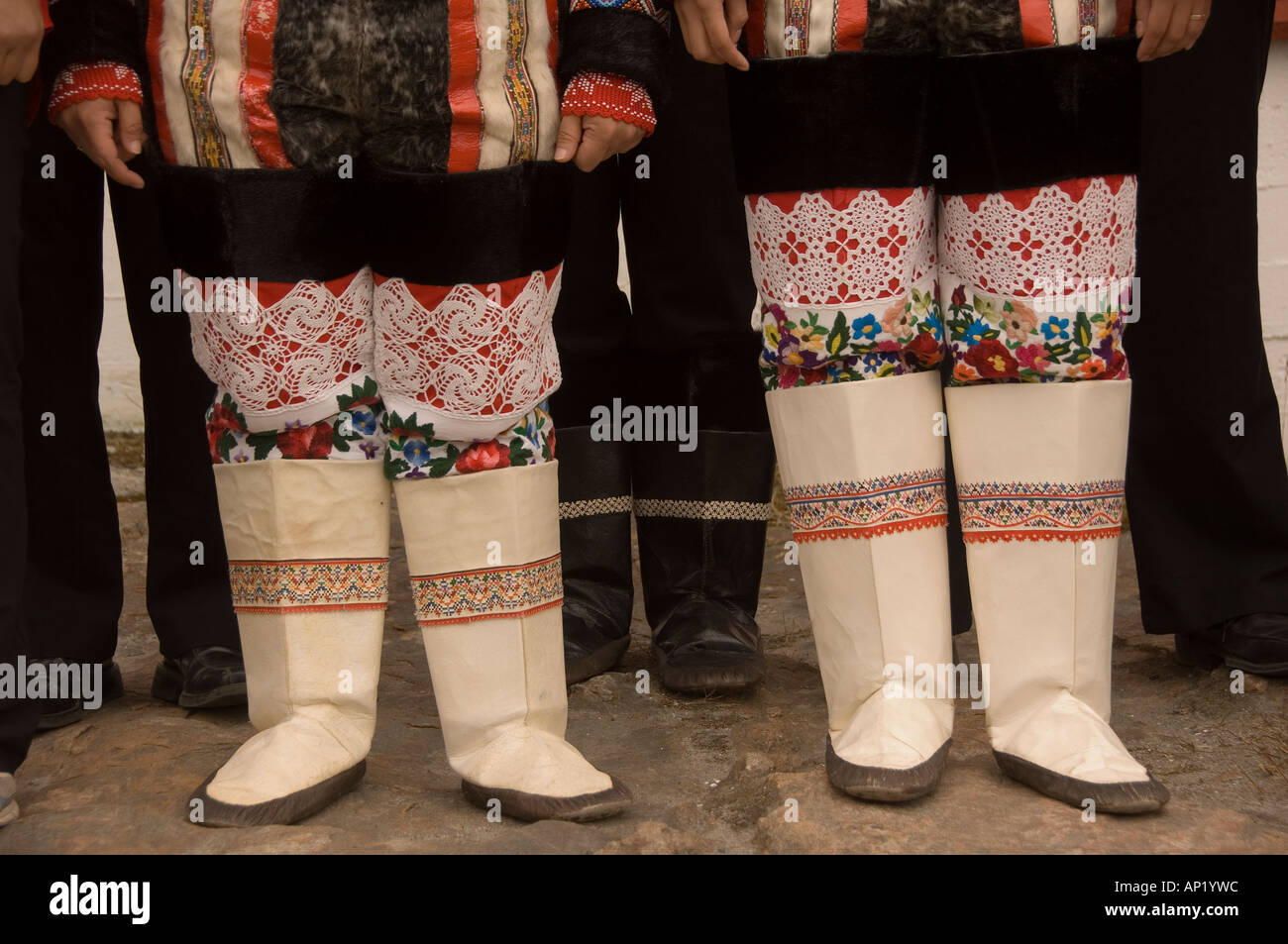 Bottes Kamik traditionnels inuits du Groenland Holsteinborg Sissimiut ou Danemark Banque D'Images